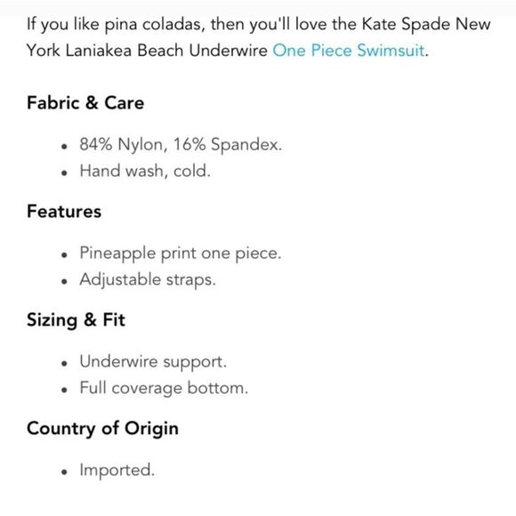 Kate Spade Laniakea Beach One Piece Apricot Pineapple Print Swimsuit NWT Small - Picture 11 of 11